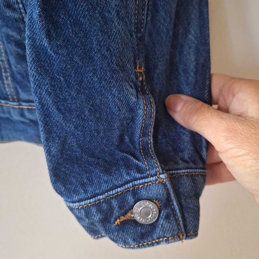 Levis Blue Denim Jacket Button Front Collared Tru… - image 5